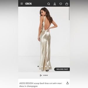 Prom or bridesmaids dress, lowback, and champagne/gold